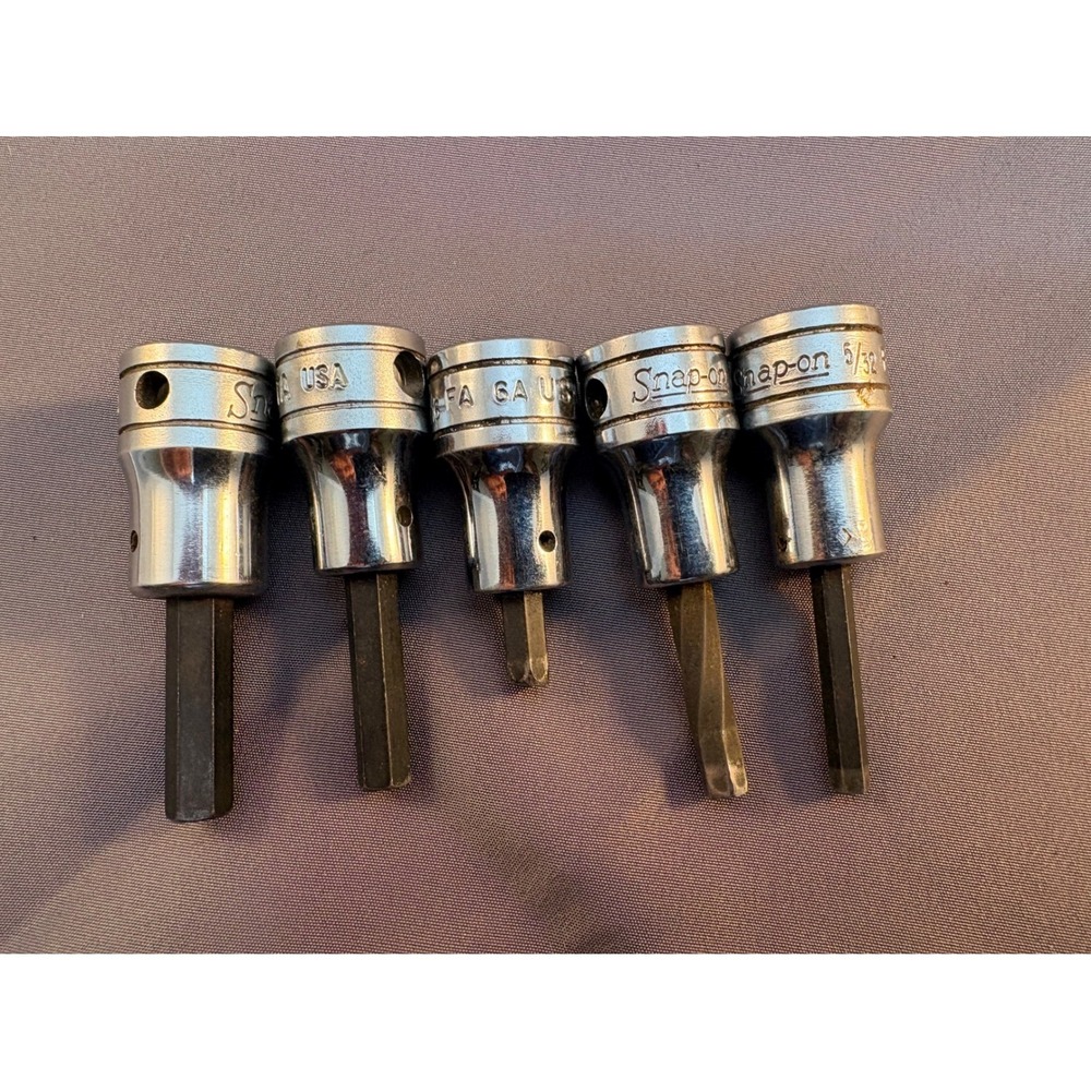 Snap-on 5pc Hex Bit Socket Set SAE 1/4 7/32 3/16 5/32 FA8A FA7A FA6A FA5A USA